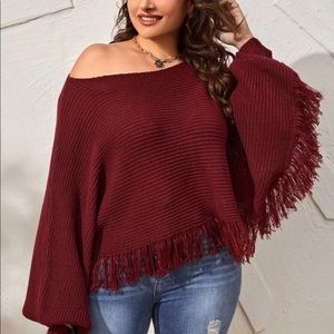 Fringe Poncho Sweater 2XL